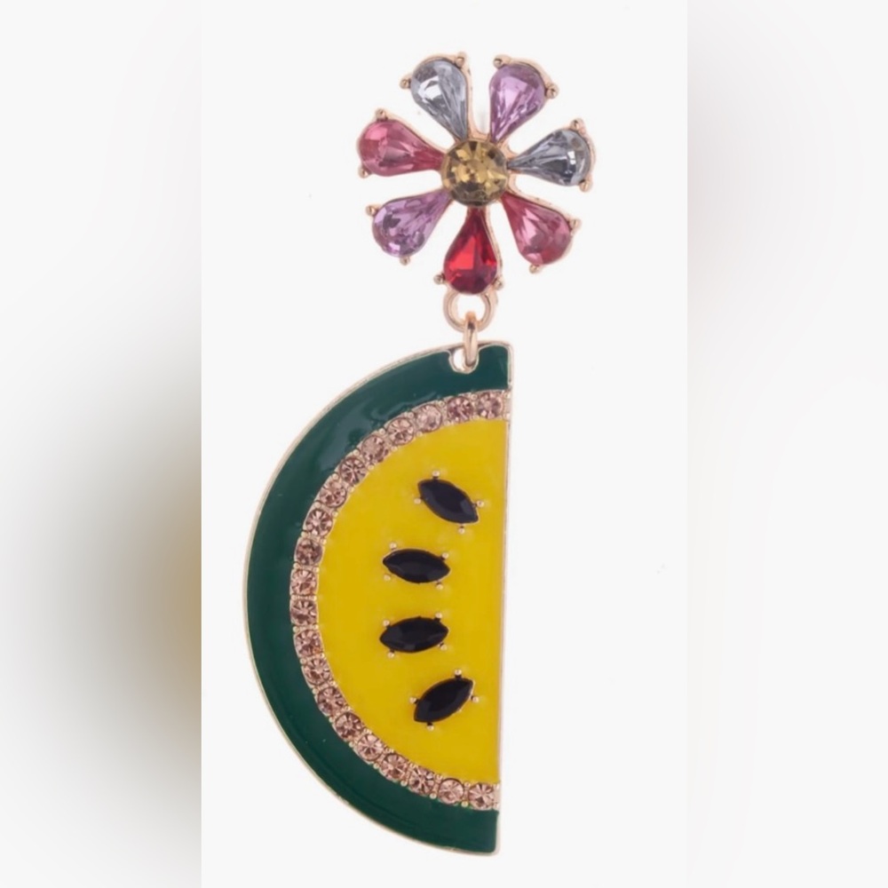 ZAXIE By Stefanie Taylor Crystal & Enamel Watermelon Drop Earring ONE EARRING